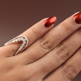 U Shape Lab Grown Diamond Wedding Band, Curved Contour Stacking Ring, Round Cut Diamond Ring Enhancer