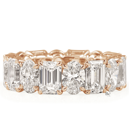 Oval and Emerald Lab Diamond Eternity Band, 7.50 CTW Alternating Mixed Shape Ring, 14K Gold