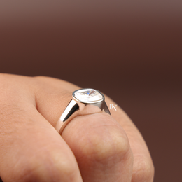 1.40 CT East West Cushion Cut Lab Diamond Ring, Low Profile Bezel Set Solitaire Ring
