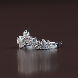 Stacking Band Lab Grown Diamond Curved , 1 CTW V Shaped Chevron Nesting Ring, Crown Tiara Wedding Band