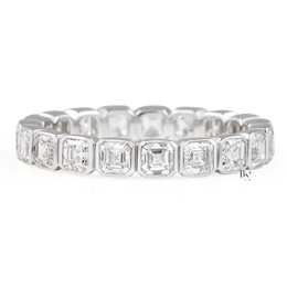 Asscher Cut Lab Diamond Eternity Band, Bezel Set Wedding Ring, 1.90 CTW Art Deco Anniversary Band