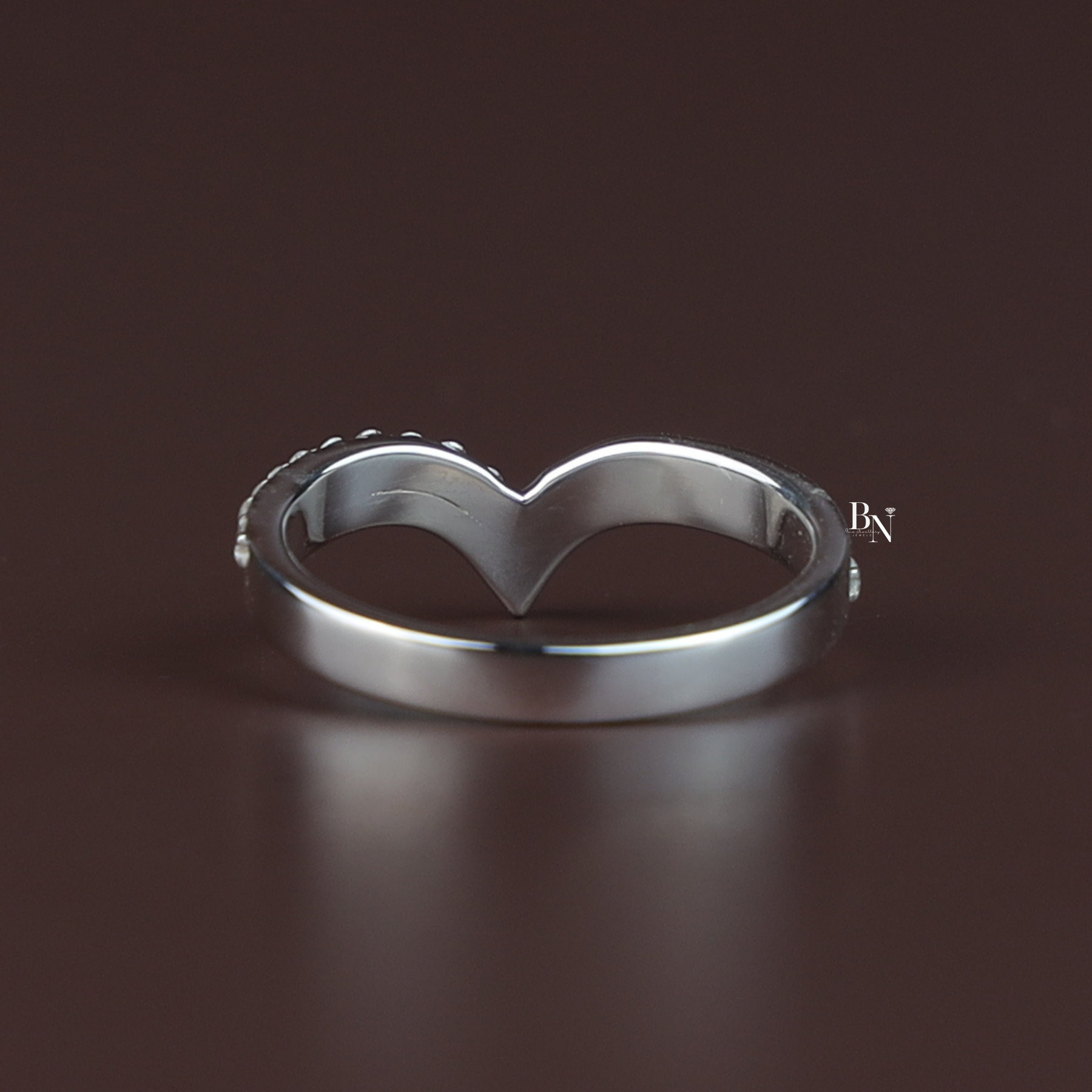 V Curved Lab Grown Diamond Wedding Band, 0.25ct V Shaped Contour Ring