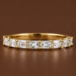 Criss Cut Lab Diamond Band, Shared Prong Wedding Ring, Gold Bridal Stacking Ring