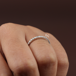 0.40ct Lab Grown Diamond Band, Round Cut Half Eternity Wedding Ring, Dainty Stackable Anniversary Ring