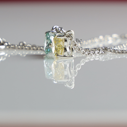 Fancy Color Lab Grown Diamond Necklace, Two Stone Heart Pendant, Green Yellow Toi et Moi Necklace White