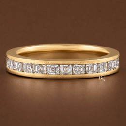 Asscher Cut Lab Diamond Band, 1.70 CTW Channel Set Eternity Ring, 14K Gold Bridal Stacking Ring