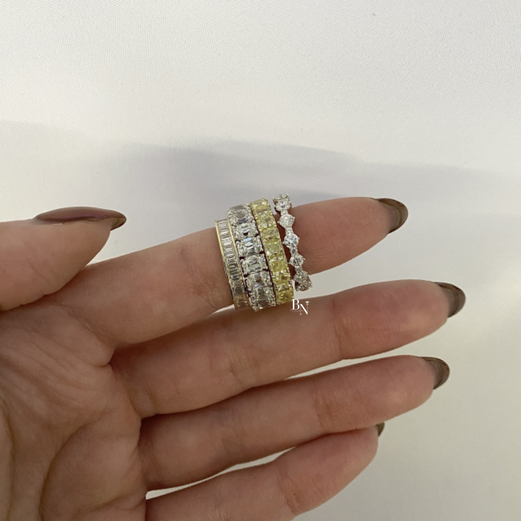 Fancy Yellow Radiant Cut Lab Diamond Eternity Band, Canary Diamond Low Profile Wedding Ring, 4.78 CTW