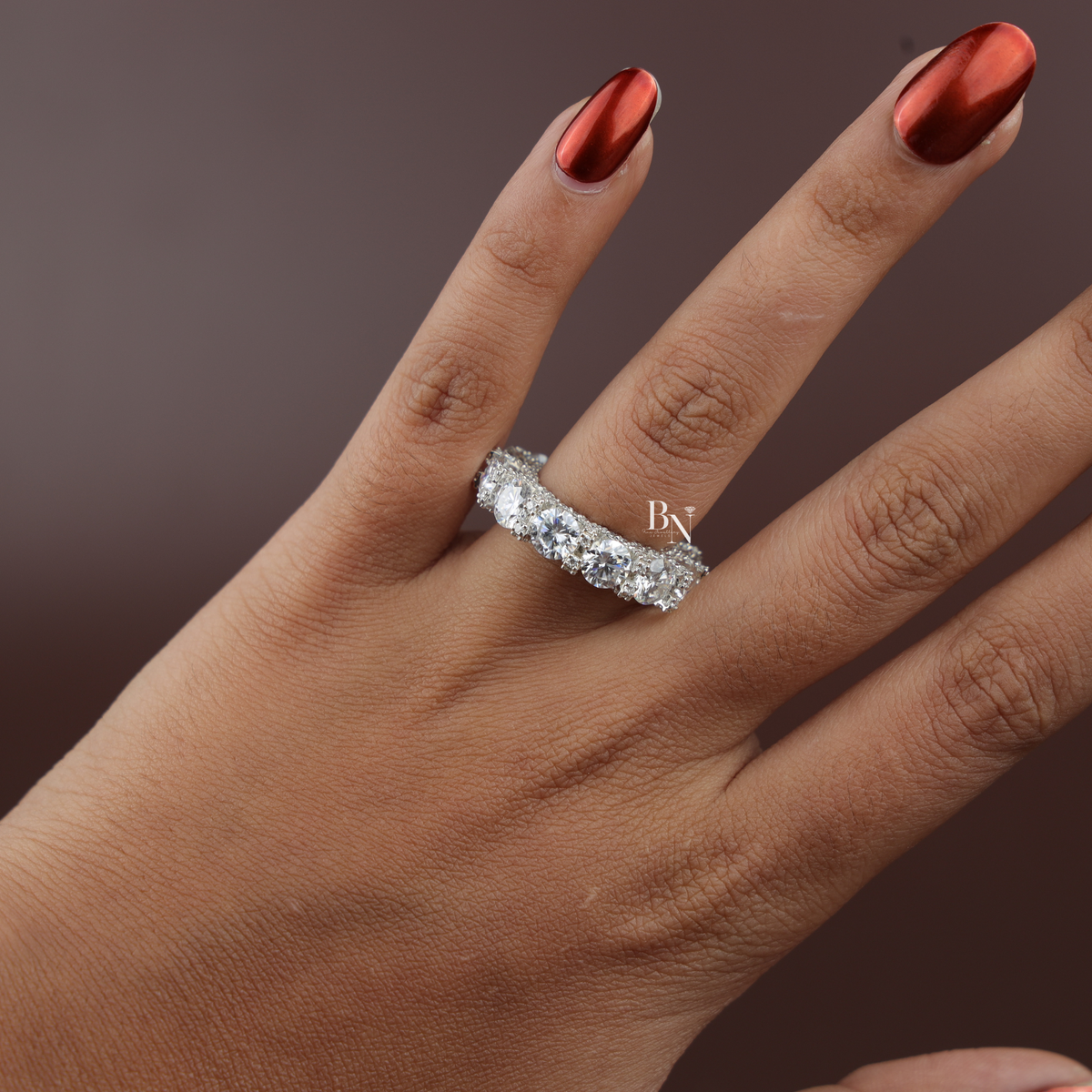 8.50 CT Full Eternity Band, Round Cut Lab Grown Diamond Wedding Ring, Shared Prong Eternity Ring