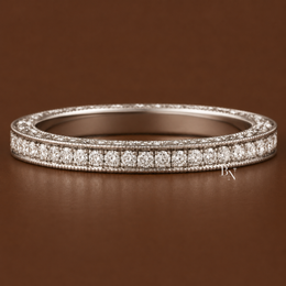 Art Deco Lab Grown Diamond Wedding Band, Engraved Milgrain Eternity Ring, 14K Gold Vintage Style Pave Stacking Ring (Copy)