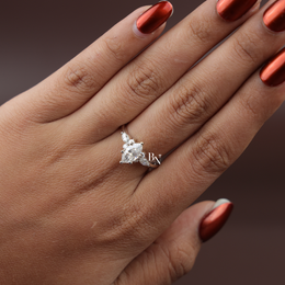 2ct Marquise Lab Grown Diamond Engagement Ring, Cluster Side Stones, V Prong Marquise Ring