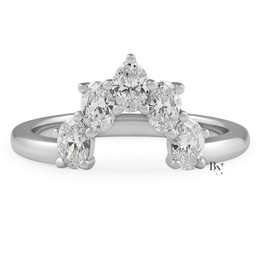 Oval Lab Diamond Tiara Band, 0.65 CTW Curved Wedding Ring, 14K Gold Stacking Ring
