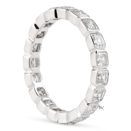 Asscher Cut Lab Diamond Eternity Band, Bezel Set Wedding Ring, 1.90 CTW Art Deco Anniversary Band