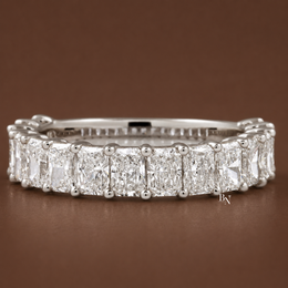 Radiant Cut Lab Diamond Wedding Band, 3/4 Eternity Anniversary Ring, 2.24 CTW Shared Prong