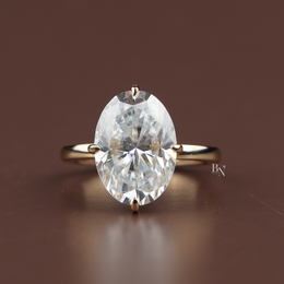 6 Carat Oval Cut Lab Grown Diamond Engagement Ring, Solitaire Gold Ring