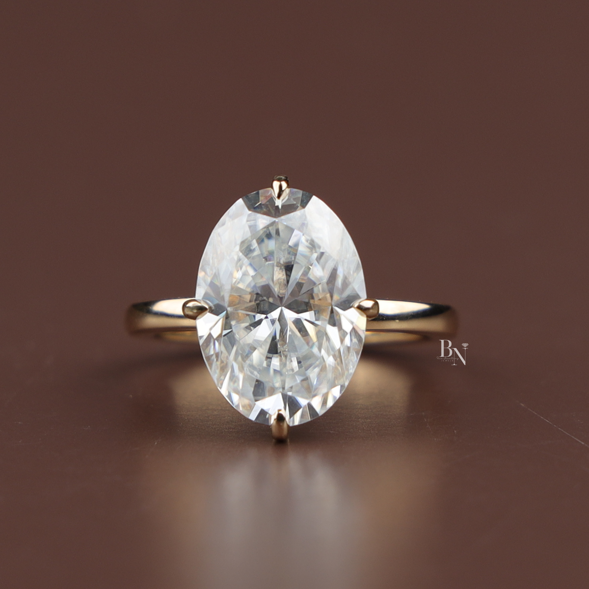 6 Carat Oval Cut Lab Grown Diamond Engagement Ring, Solitaire Gold Ring