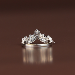 Stacking Band Lab Grown Diamond Curved , 1 CTW V Shaped Chevron Nesting Ring, Crown Tiara Wedding Band