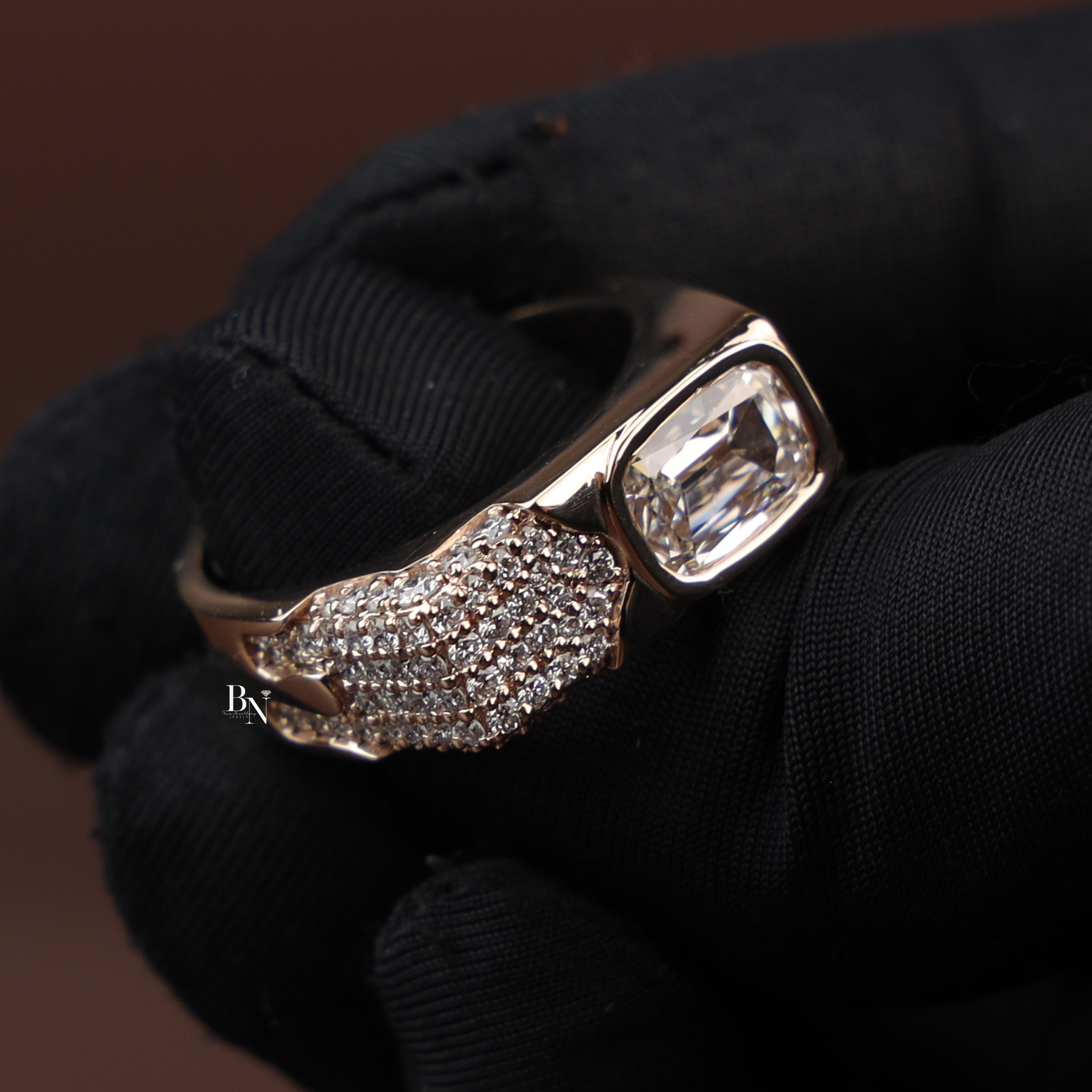 Mens Lab Grown Diamond Ring, Criss Cut Statement Ring, Gold Mens Ring, Hip Hop Luxury Jewelry