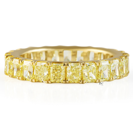 Fancy Yellow Radiant Cut Lab Diamond Eternity Band, Canary Diamond Low Profile Wedding Ring, 4.78 CTW