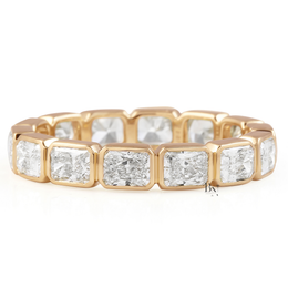 East West Radiant Cut Eternity Band, Lab Grown Diamond Bezel Wedding Ring, 14K Gold 2 Carat Stacking Ring