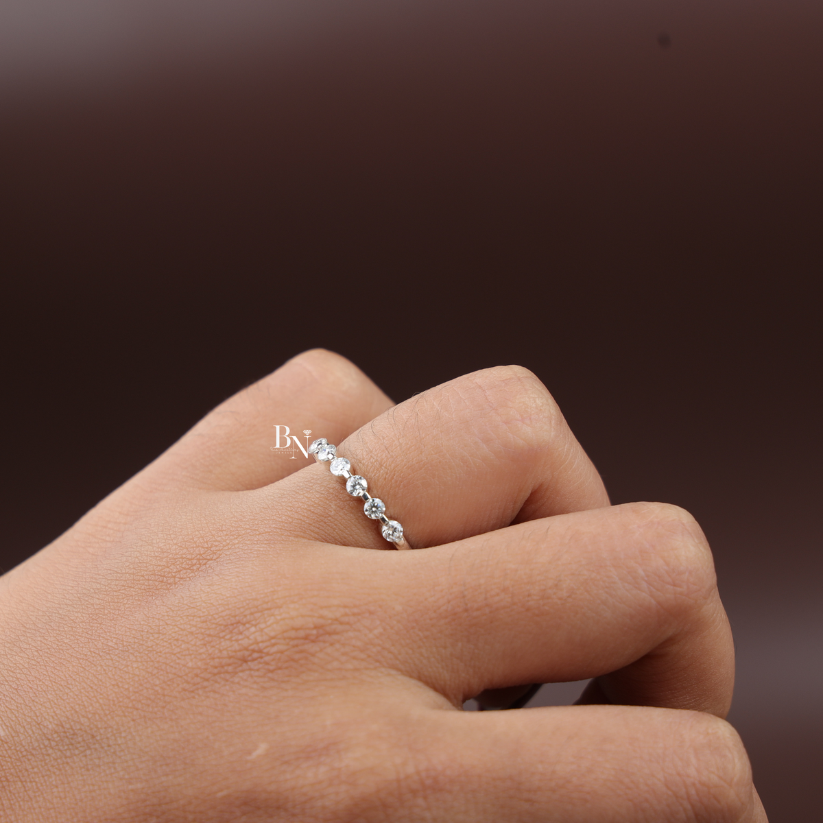 Lab Grown Diamond Wedding Band, 0.4 Ctw Round Stackable Ring, Dainty White Gold Band, Minimalist