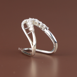 U Shape Lab Grown Diamond Wedding Band, Curved Contour Stacking Ring, Round Cut Diamond Ring Enhancer