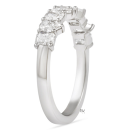 Alternating Pear and Radiant Lab Diamond Wedding Band, 0.90 CTW Half Eternity Ring, Dainty Stackable