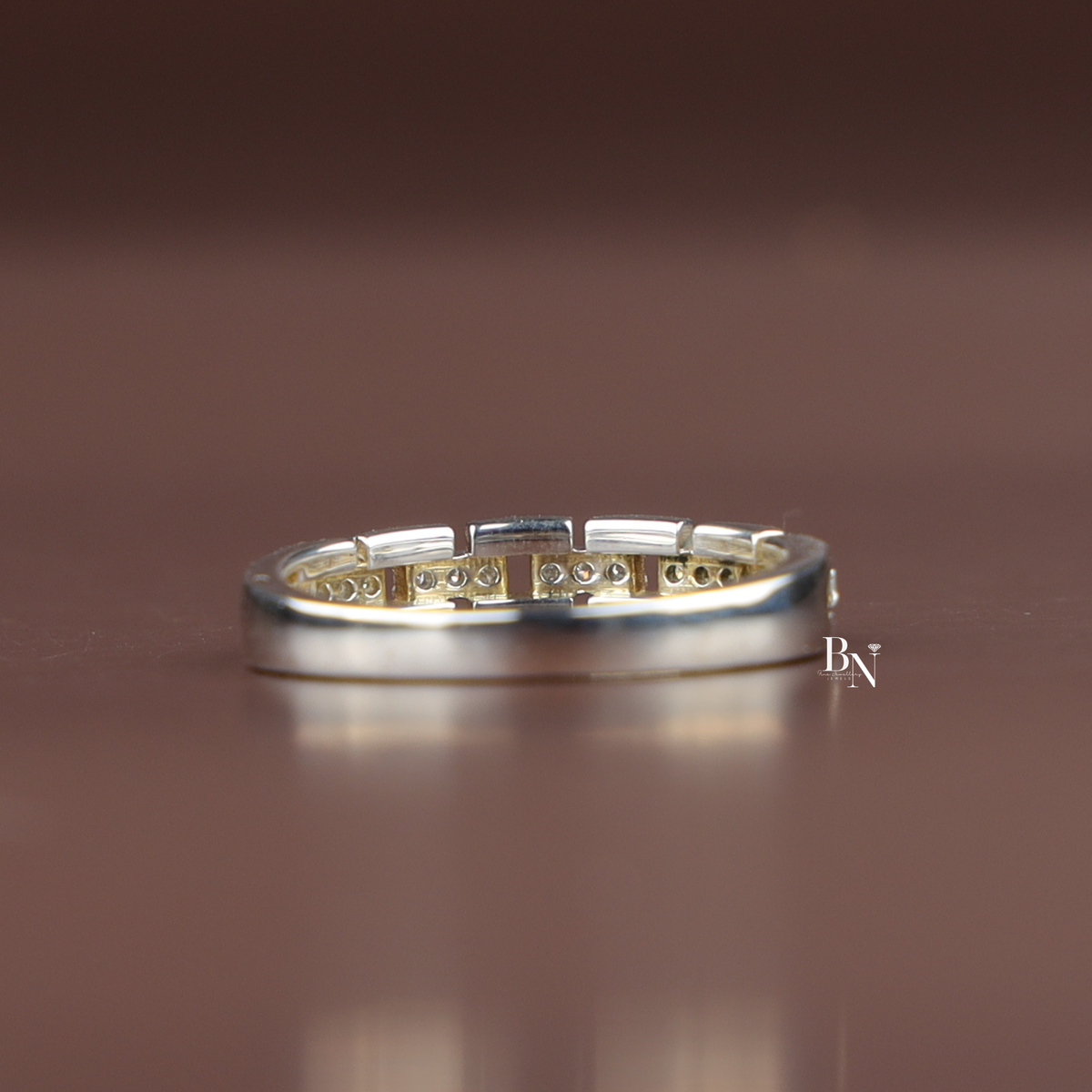 Lab Grown Diamond Unisex Band, Geometric Link Wedding Ring,0.25 ctw