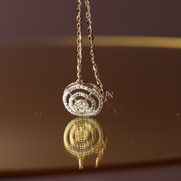 1 CTW Lab Grown Diamond Necklace, Round Double Halo Circle Pendant, Rose Gold