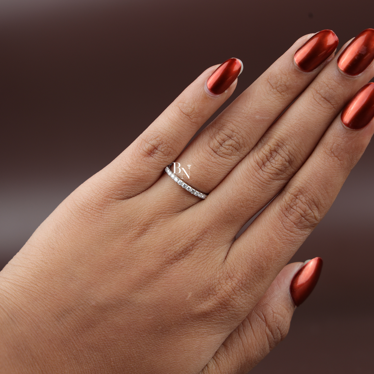 0.40ct Lab Grown Diamond Band, Round Cut Half Eternity Wedding Ring, Dainty Stackable Anniversary Ring