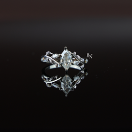 1 Carat Dutch Marquise Lab Grown Diamond Ring, Nature Inspired Vine Engagement Ring