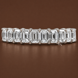 Emerald Cut Lab Diamond Halfway Band, 1.50 TCW Shared Prong Wedding Ring, 18k Gold Stacking Band