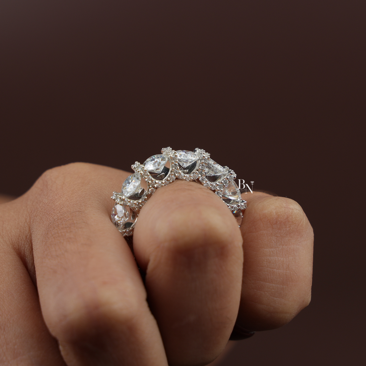 8.50 CT Full Eternity Band, Round Cut Lab Grown Diamond Wedding Ring, Shared Prong Eternity Ring
