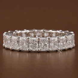 Radiant Cut Lab Diamond Eternity Band, 3.10 TCW Low Profile Wedding Ring, Handmade Gold Brida