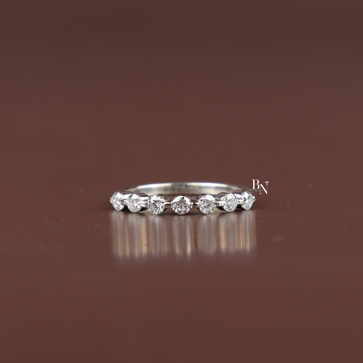 Lab Grown Diamond Wedding Band, 0.4 Ctw Round Stackable Ring, Dainty White Gold Band, Minimalist