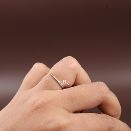 Open Lab-Grown Diamond Ring, Minimalist Stacking Gap Band, Delicate Pavé Diamond Ring