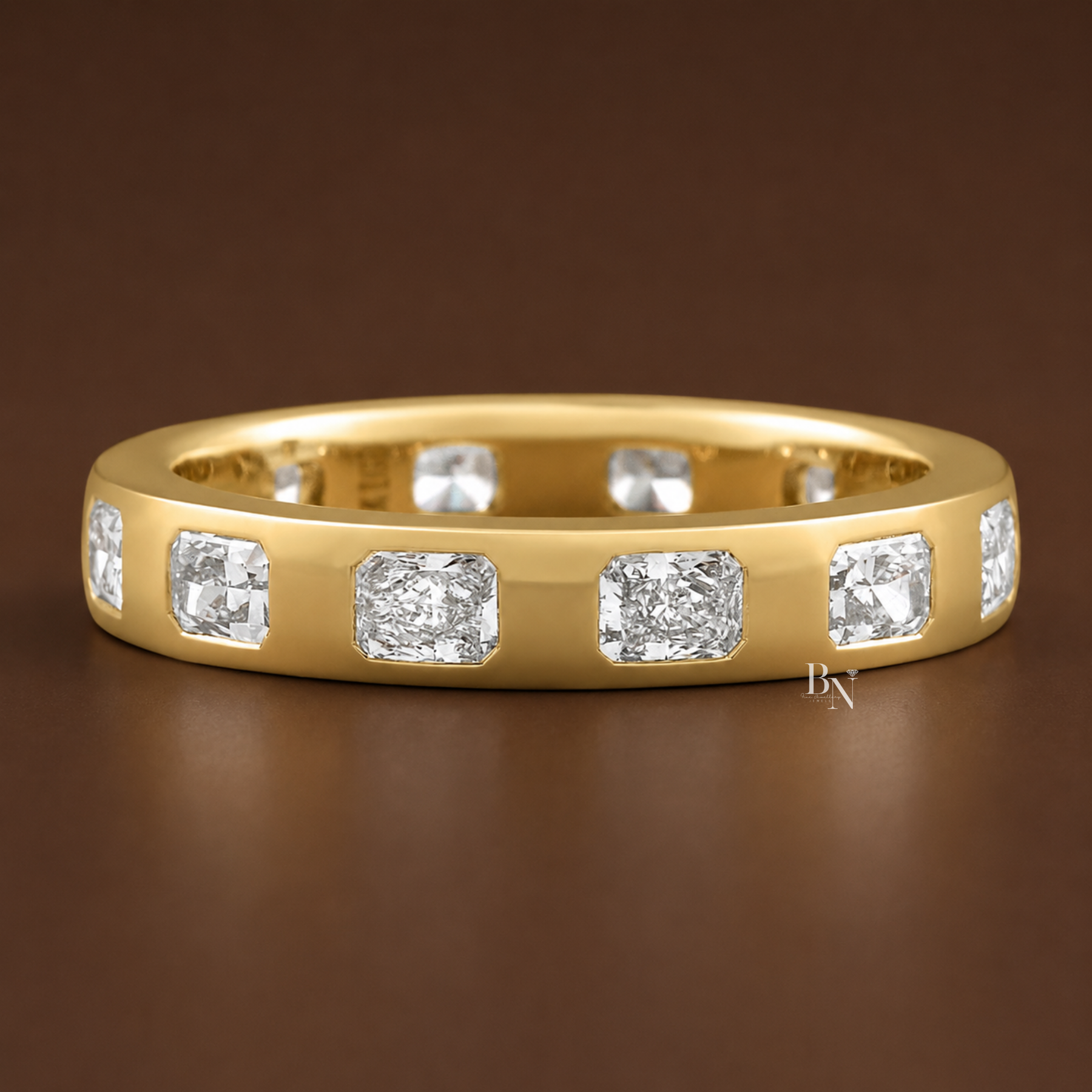 Radiant Cut Lab Diamond Band, 1.20 CTW Flush Set Wedding Ring, 14K Gold Bridal Stacking Ring