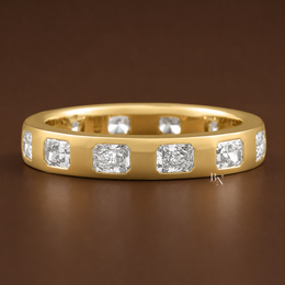 Radiant Cut Lab Diamond Band, 1.20 CTW Flush Set Wedding Ring, 14K Gold Bridal Stacking Ring