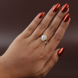 3ct Elongated Cushion Cut Lab Grown Diamond Engagement Ring, Modern Thick Band Solitaire Ring