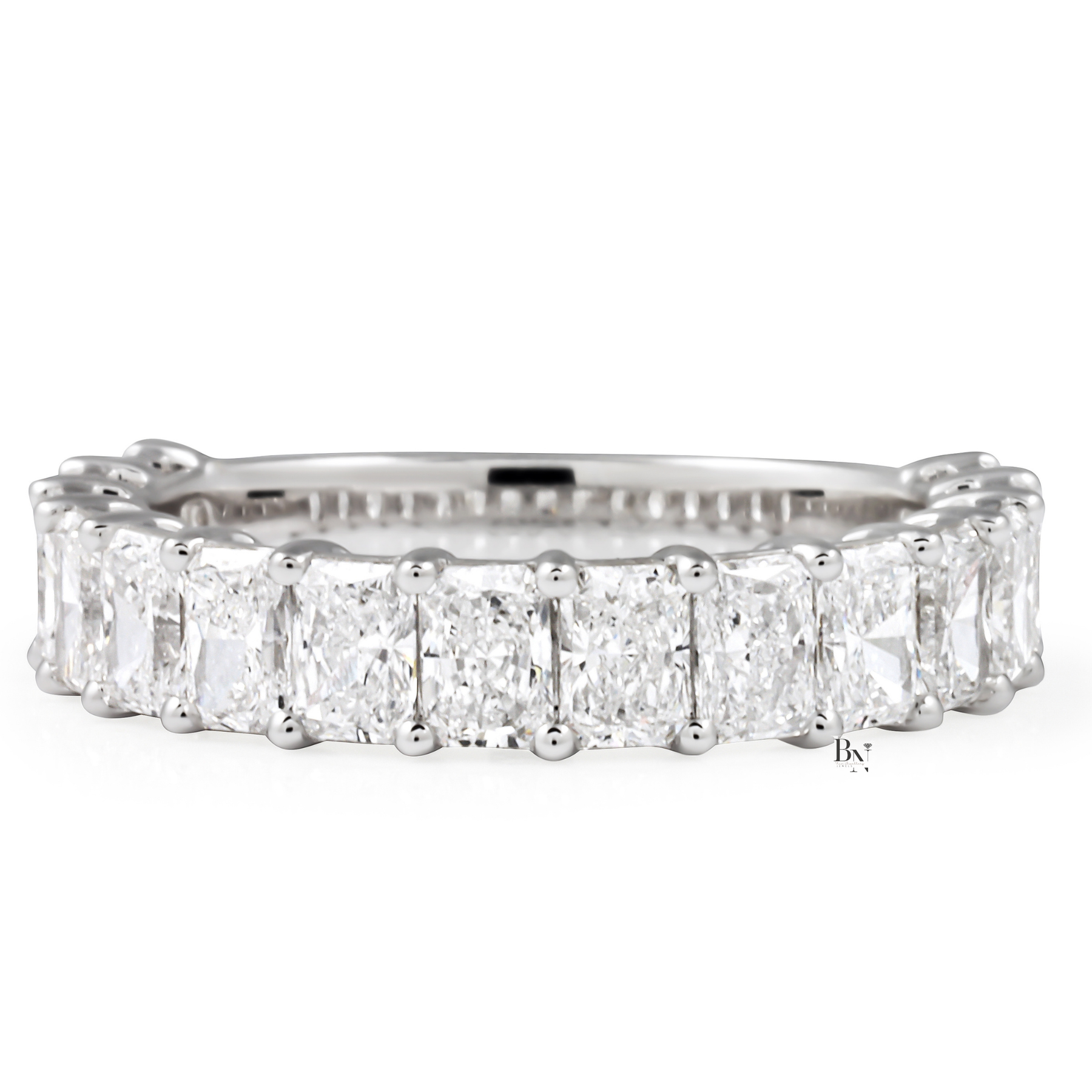 Radiant Cut Lab Diamond Wedding Band, 3/4 Eternity Anniversary Ring, 2.24 CTW Shared Prong
