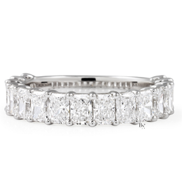 Radiant Cut Lab Diamond Wedding Band, 3/4 Eternity Anniversary Ring, 2.24 CTW Shared Prong