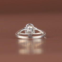 1 Ct Oval Lab Diamond Engagement Ring, Bezel Set Split Shank Solitaire Ring, White Gold Tone