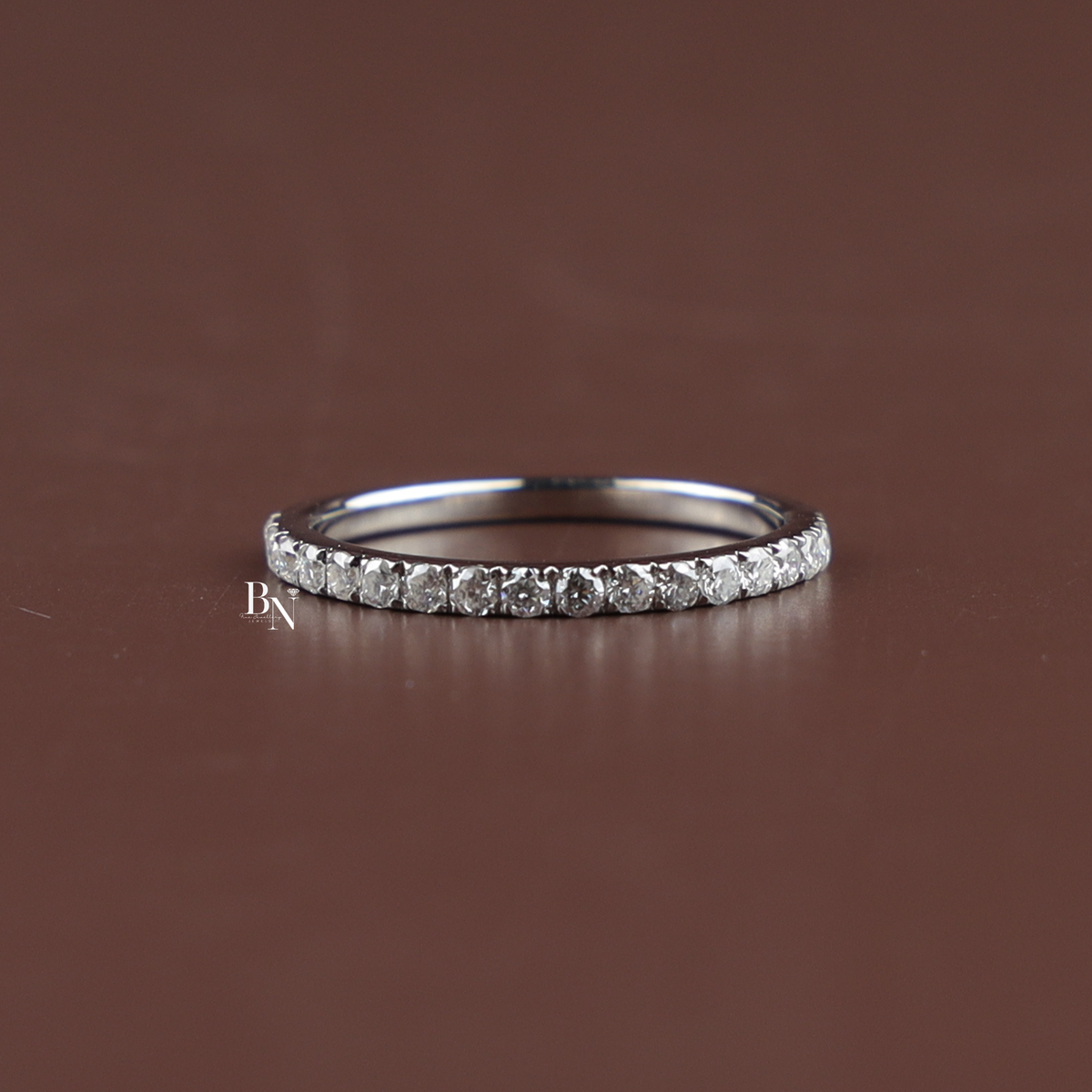0.40ct Lab Grown Diamond Band, Round Cut Half Eternity Wedding Ring, Dainty Stackable Anniversary Ring