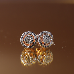 Lab Grown Diamond Stud Earrings, Round Cluster Halo Studs, Rose Gold Screw Back Earrings