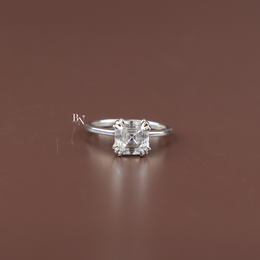 2ct Asscher Cut Engagement Ring, Lab Grown Diamond Solitaire, Tulip Basket Setting, Double Claw Prong