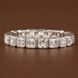 Asscher Cut Lab Diamond Eternity Band, Bezel Set Wedding Ring, 1.90 CTW Art Deco Anniversary Band