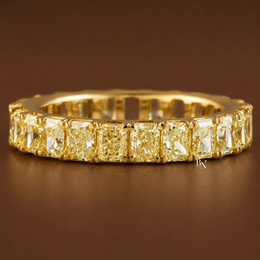 Fancy Yellow Radiant Cut Lab Diamond Eternity Band, Canary Diamond Low Profile Wedding Ring, 4.78 CTW
