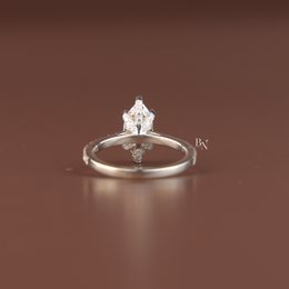1ct Marquise Lab Diamond Engagement Ring, Hidden Halo Marquise Ring, Slender Pave Band