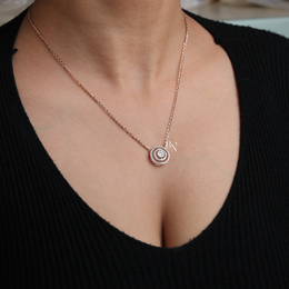 1 CTW Lab Grown Diamond Necklace, Round Double Halo Circle Pendant, Rose Gold