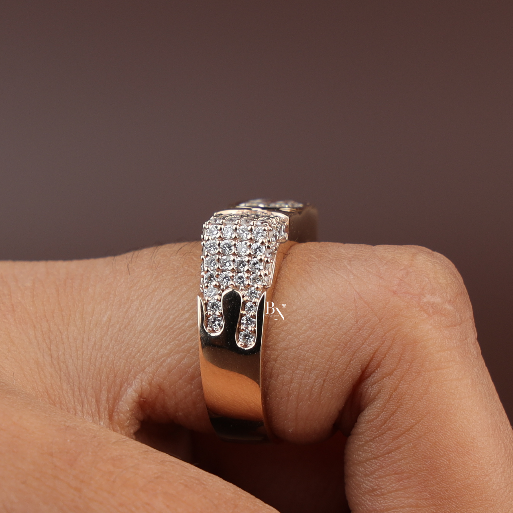 Mens Lab Grown Diamond Ring, Criss Cut Statement Ring, Gold Mens Ring, Hip Hop Luxury Jewelry