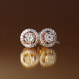 Lab Grown Diamond Stud Earrings, Round Cluster Halo Studs, Rose Gold Screw Back Earrings